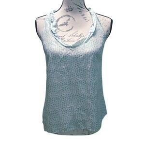 J. Crew -635 Silk Tank Top Sleeveless Dot Print Women's White Green‎ Size 0